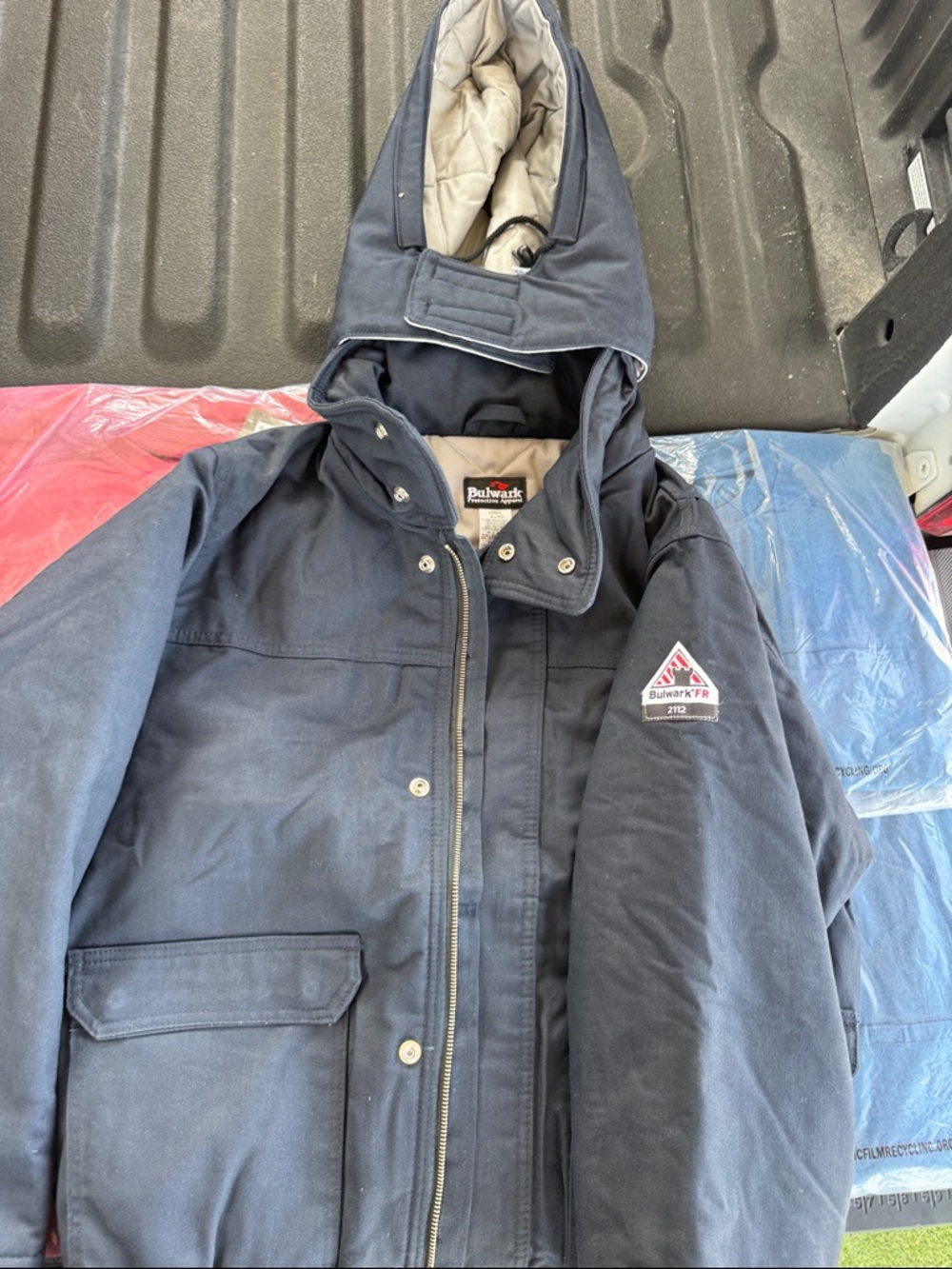 Bulwark FR Men's Navy Hooded Performance Jacket